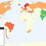 Mapa sobre la edad media de la primera relación sexual por paises [eng]
