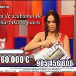Cara de pánico de una presentadora de call-tv al ver que un concursante gana el bote