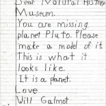 Carta de un niño al director de un museo en la cual les menciona que se les olvidó el "planeta" Plutón