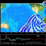 Una simulación del efecto del terremoto en Chile por todo el Océano Pacífico. (Vídeo 1:09)