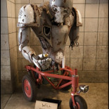 Un robot mendigando. Imagen 3d