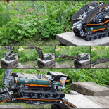 Increible vehículo de Lego, pone puentes para cruzar obstáculos y luego lo recoge