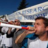 Manifestación de científicos en el CERN por el recorte de presupuesto