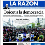 Portada de La Razón del viernes 20 de mayo