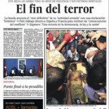 Las portadas del anuncio de ETA de acabar con la violencia