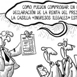 "Como pueden comprobar en la declaración de la renta del presidente..." (Humor gráfico)