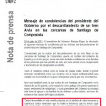 El Gobierno manda un pésame equivocado por el accidente de tren de Santiago