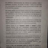 Cartel informativo de los trabajadores de la limpieza de Madrid
