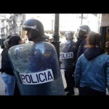Carga policial durante una manifestación de estudiantes en Vigo