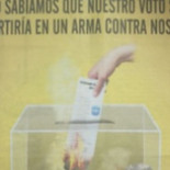 La publicidad con una papeleta del PP ardiendo provoca una protesta ante la Junta Electoral