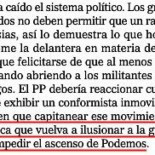 Así termina el editorial de El Mundo de hoy, después de vinculaciones y titulares excesivos. Está claro, ¿no?
