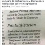 El diario el Mundo rectifica un editorial  de esos en los que con mucha frecuencia miente, esta vez sobre @ierrejon
