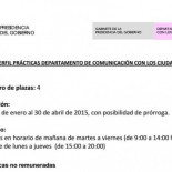 Oferta de trabajo no remunerado del gabiente de la Presidencia del Gobierno