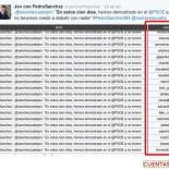 Descubierta en Twitter una red de cuentas falsas que hace spam político a favor de Pedro Sánchez