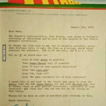 Carta con las peticiones de la censura inglesa a los Monty Phyton para 'Los Caballeros de la Mesa Cuadrada' (ENG)