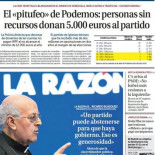 La Razón usa photoshop para simular que miles de donantes de Podemos hacen "pitufeo"