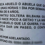“Se busca abuelo para estar con mi hija de 6 años”: Un llamativo cartel en las calles de Getxo
