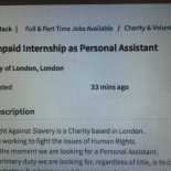 Una ONG que lucha contra la esclavitud pide un becario gratis como "asistente personal" [ENG]