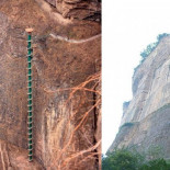 Descendiendo por una escalera de caracol de 88 metros de altura, la más alta del mundo