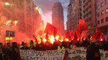 Más de 4.000 trabajadores de la EMT bloquean la Gran Vía para exigir a Almeida que "se siente a negociar"