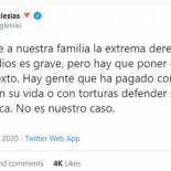 Iglesias: "No hay derecho a que mis hijos sufran la consecuencia de las tareas políticas de sus padres"