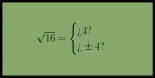 ¿Cuál es la raíz cuadrada de 16?