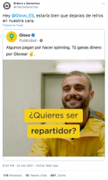 El vacile de Glovo a sus riders