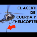 ¿Cómo cuelga un cable uniforme debajo de un helicóptero que se mueve a velocidad constante?