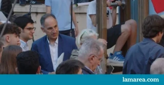 El ideólogo nazi Pedro Varela, en el acto de cierre de campaña de Vox en Barcelona