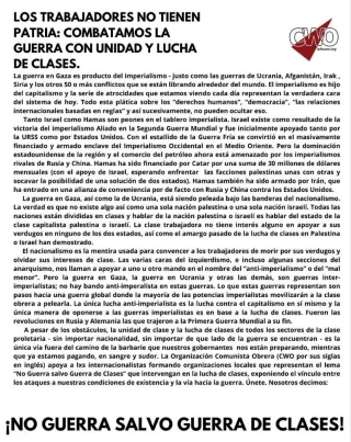 Los trabajadores no tienen patria: ¡combatamos la guerra con unidad y lucha de clases!