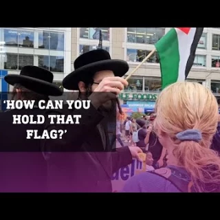 Los efectos del adoctrinamiento: "¿Qué bandera es esa? Eres judío": mujer se enfrenta a manifestantes judíos pro Palestina en Nueva York [EN]