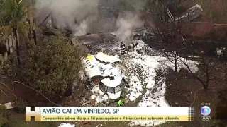 Un avión con 62 personas a bordo se estrella en Vinhedo,Brasil. El vídeo muestra el accidente(portugués)