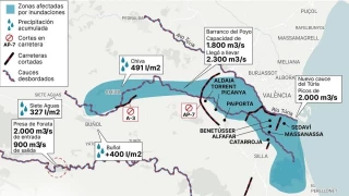 El efecto embudo y el brutal caudal de la rambla del Poyo, claves en el desastre
