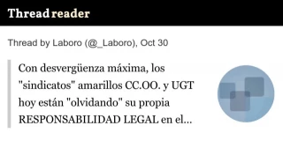 Laboro: Los sindicatos CC.OO y UGT están olvidando su responsaiblidad legal con las empresas que obligan a trabajar en alerta roja
