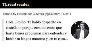 Hola, Emilio. Te hablo despacito en castellano porque eres tan corto que hasta tienes problemas para entender y hablar tu lengua materna