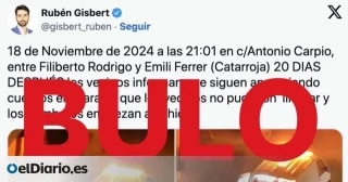 Rubén Gisbert vuelve a intentar monetizar la tragedia de la DANA con el bulo de que el Gobierno oculta el número real de muertos