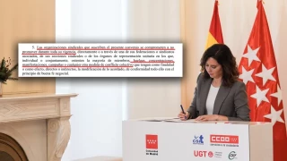 Ayuso y los sindicatos mayoritarios firman un acuerdo para los trabajadores públicos con una cláusula que restringe su derecho a protestar