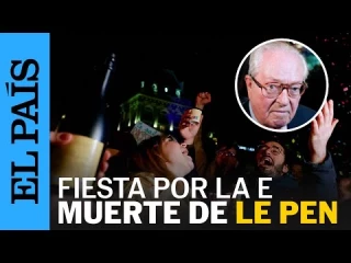 Celebración en la Plaza de la Republica (Paris)la muerte de Le Pen