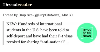Cientos de estudiantes internacionales en EE. UU. han recibido órdenes de autodeportarse y se les ha revocado la visa F-1 por compartir contenido "antinacional" (EN)