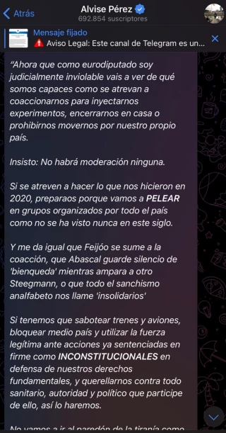 Alvise Perez amenazó con sabotear trenes