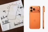 Apple presenta un nuevo iPhone naranja diseñado por Donald Trump en una servilleta