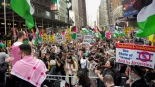 Multitudinaria marcha en Nueva York por la paz en Palestina y contra Netanyahu: "Uno de los criminales de guerra está aquí"