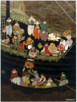 Barcos en los antiguos biombos japoneses