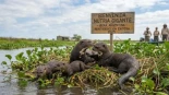Argentina logra reintroducir en libertad una especie tras 39 años desaparecida: son las nutrias gigantes Nima, Coco, Pirú y Kyra