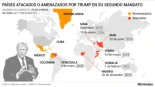 Todos los países que ha atacado Donald Trump en su segundo mandato y los que están bajo amenaza