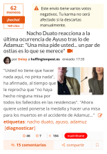 Votar negativo doble es síntoma de que mis envíos realmente molestan a algunos usuarios en Menéame