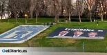 HazteOir despliega una lona en un parque de Madrid llamando "criminales" a Pedro Sánchez y a Zapatero junto a Maduro