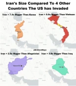 El tamaño de Irán en comparación con otros 5 países que Estados Unidos ha invadido [Eng]