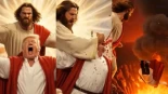 Irán responde a EEUU con un video hecho en IA donde Jesús golpea y manda al infierno a Donald Trump