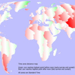 Amanece muy pronto por aquí: mapa de la desviación entre la hora solar y la oficial